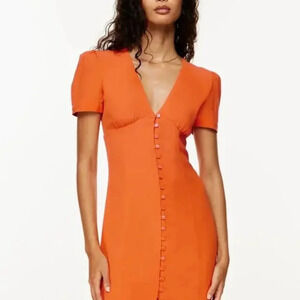 Sunday Best Vibrant Orange Button-Up Mini Dress